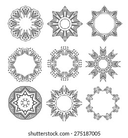 Set of ethnic round ornaments. Vector art
