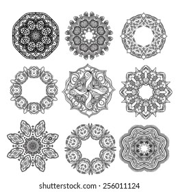 Set of ethnic round patterns. Vector elements for your design