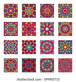 Set of ethnic seamless pattern. Vector tribal backgrounds. Aztec and indian style, vintage print.