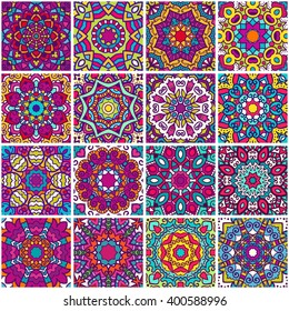 Set of ethnic seamless pattern. Vector tribal backgrounds. Aztec and indian style, vintage print.