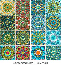Set of ethnic seamless pattern. Vector tribal backgrounds. Aztec and indian style, vintage print.