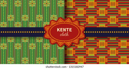 Set of ethnic seamless patterns.  African Kente cloth. Tribal geometric print.