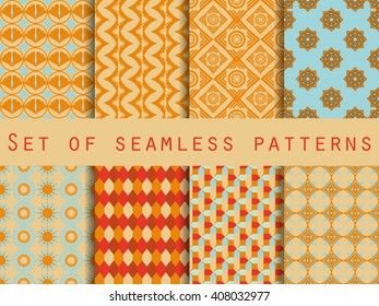 Set of ethnic seamless patterns. The pattern for wallpaper, tiles, fabrics and designs. Vector.