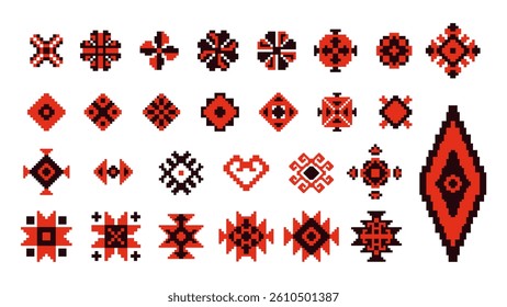 Set ethnic traditional ornament embroidery cross stitch