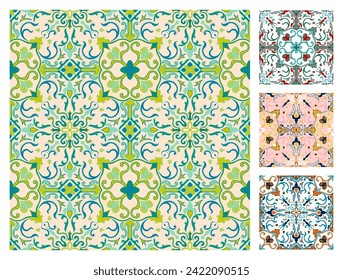 Set of ethnic tribal patterns For tiles, fabric patterns and wallpaper