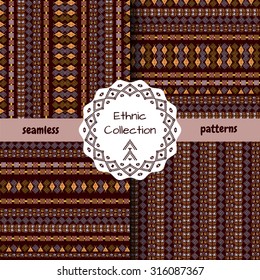 Set of ethnic tribal patterns. Vector seamless texture