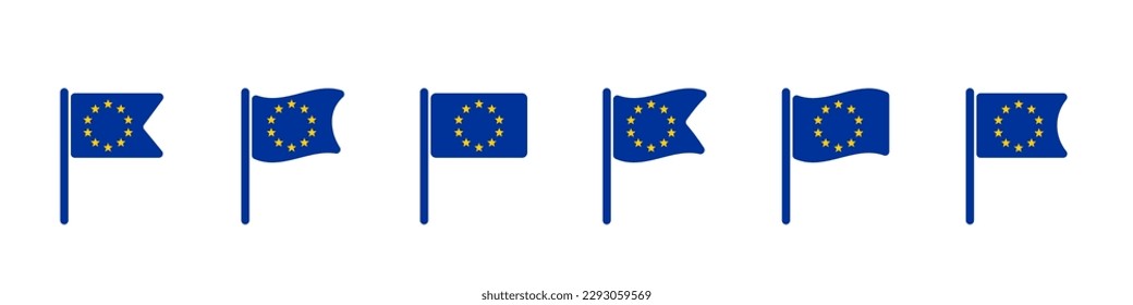 Set of EU flag icons, european union illustration