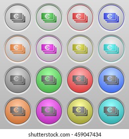 Set of Euro banknotes plastic sunk spherical buttons.