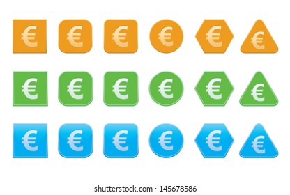 set of euro icons of different shape