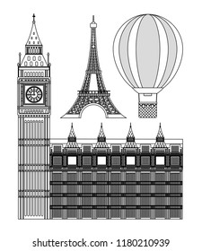 Set of europe monuments