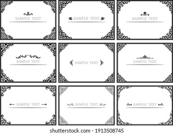 A set of European classic four corner decoration frames and headline decoration icons design