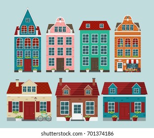 Set Old Classic Vector Buildings There Stock Vector (Royalty Free ...