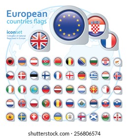 set of european flags, vector illustration