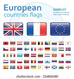 set of european flags, vector illustration