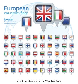 set of european flags, vector illustration