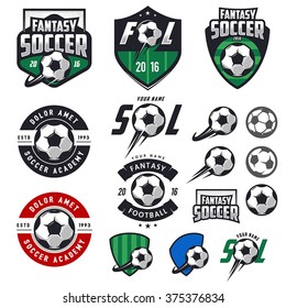 Set of european football, soccer labels, emblems and design elements