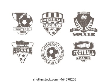 Set of european football, soccer labels, emblems and design championship elements