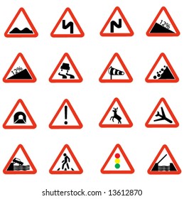 Set European Information Warning Signs Stock Vector (Royalty Free ...