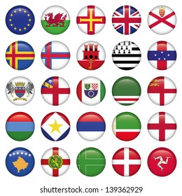 Set of European Round Flag Icons