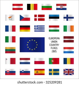 Set of European Union country flags