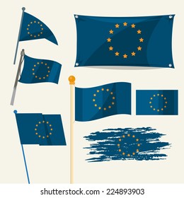 set of  European Union flag - vector illustration