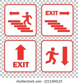 Set of evacuation signs. Information signs. Vector illustration