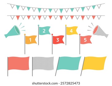 A set of event goods in gentle colors. Also ideal for sale flyers. It is good to put characters on the flag and use it