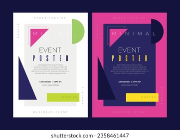 Set of event poster modern abstract geometric multi shades classic minimal