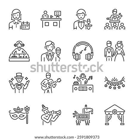 Set of Events and Occasions Linear Icons

