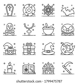 Set of Events and Party Icons in Modern Line Style 