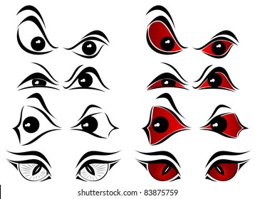 Set of evil eyes on white background, illustration