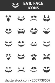 set of evil face, pumpkin face, ghost