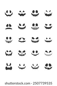 set of evil face, pumpkin face, ghost