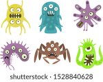 Set of evil germs with eyes. Vector illustration.