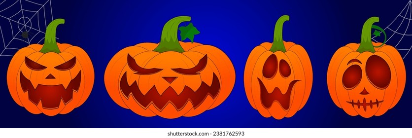 
Set of evil melons for Halloween
