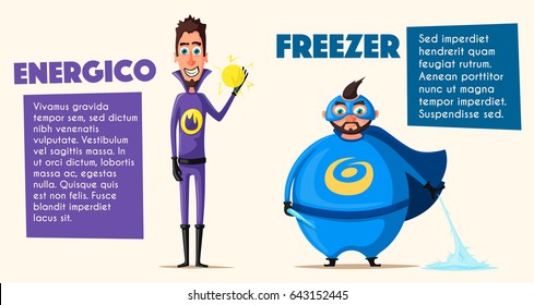 Set of evil superhero. Cartoon vector illustratration.