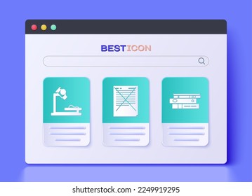 Set Exam paper with incorrect answers survey, Microscope and Office folders with papers and documents icon. Vector
