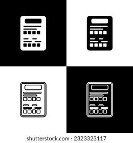Set Exam sheet icon isolated on black and white background. Test paper, exam, or survey concept. School test or exam.  Vector