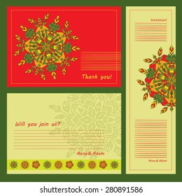Set examples of mandalas. Zentangl circular hand-drawn pattern. The best design for a party, greeting cards, ornaments of mobile phones, textiles, prints, Wedding, Party Decoration