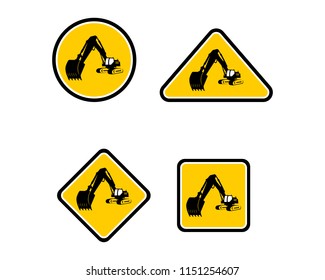 Set excavator icon logo