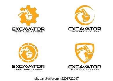 set of excavator logo vector design template