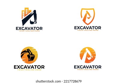 set of excavator logo vector design template