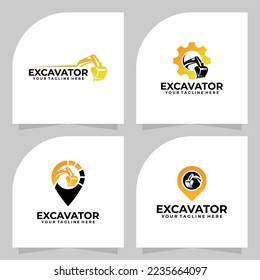 set of excavator logo vector design template