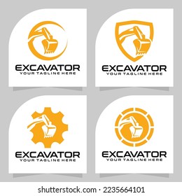 set of excavator logo vector design template