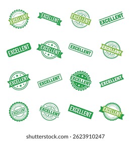 Set Excellent Letter Rubber Stamp Template Illustration Design
