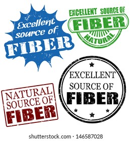 Set of excellent source of fiber grunge rubber stamps, vector illustration