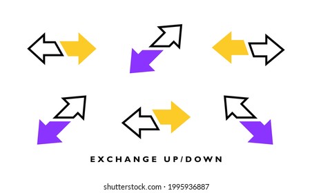 Set exchange arrow sign. Exchange arrow up and down line icon. Design concept for banking, credit, interest rate, finance and money sphere. Vector illustration.