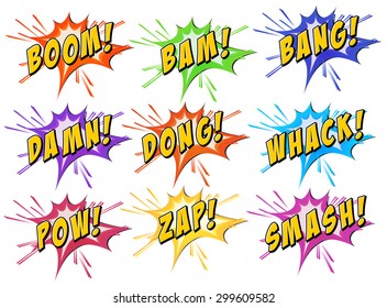 Set of exclamating words on white background