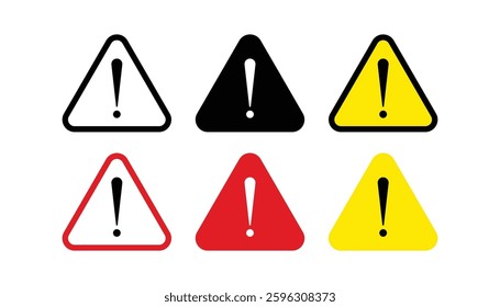 Set exclamation mark in colorful triangle shape. danger sign, warning sign, attention sign. danger warning attention icon