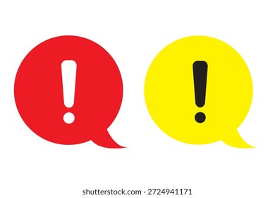 Conjunto de ícone de ponto de exclamação. ícone de ponto de exclamação branco e preto. símbolo de erro em círculo vermelho e amarelo isolado no fundo branco. ilustração vetorial